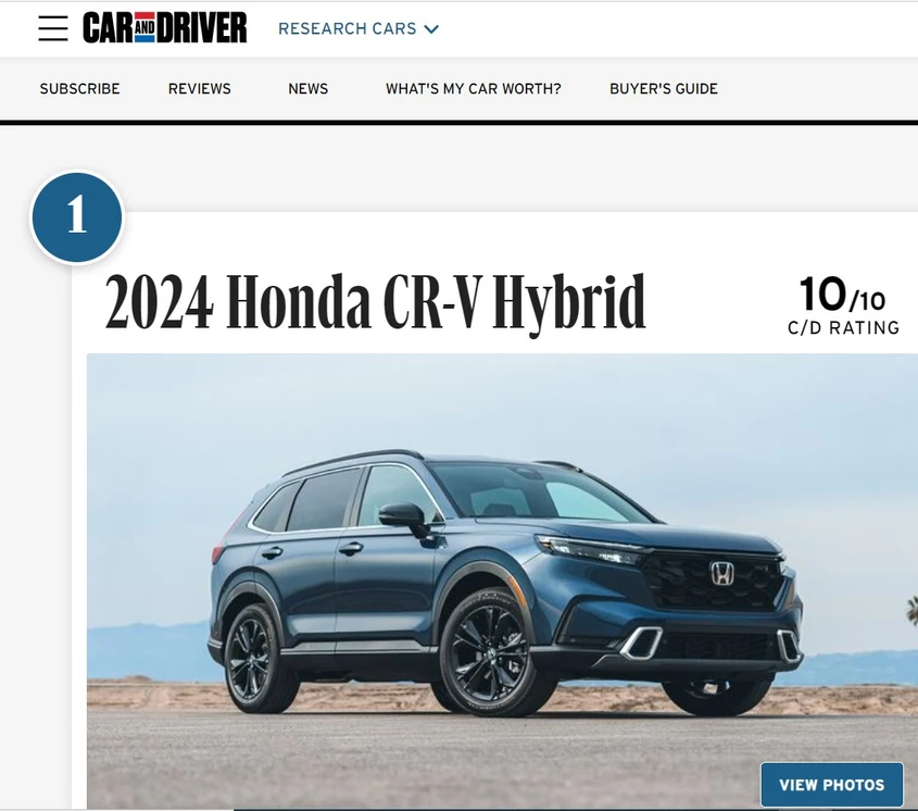 Honda CR-V оглави класацията Car and Driver